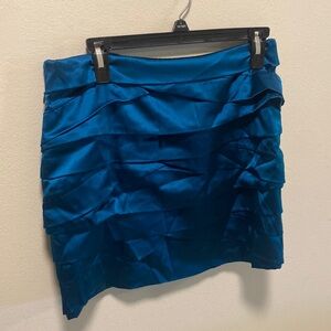 Teal silk/satin ruffle tierd skirt